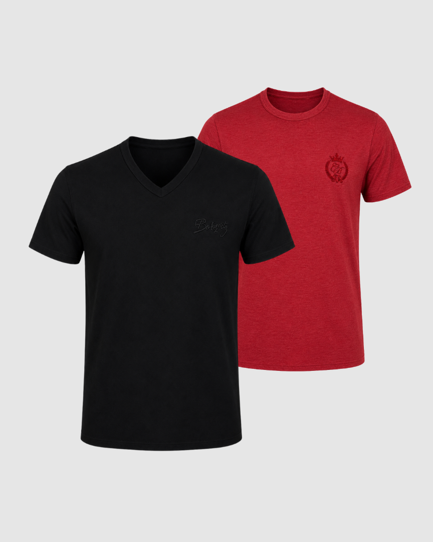 SET DE 2 TRICOURI NEGRU - ROȘU V3