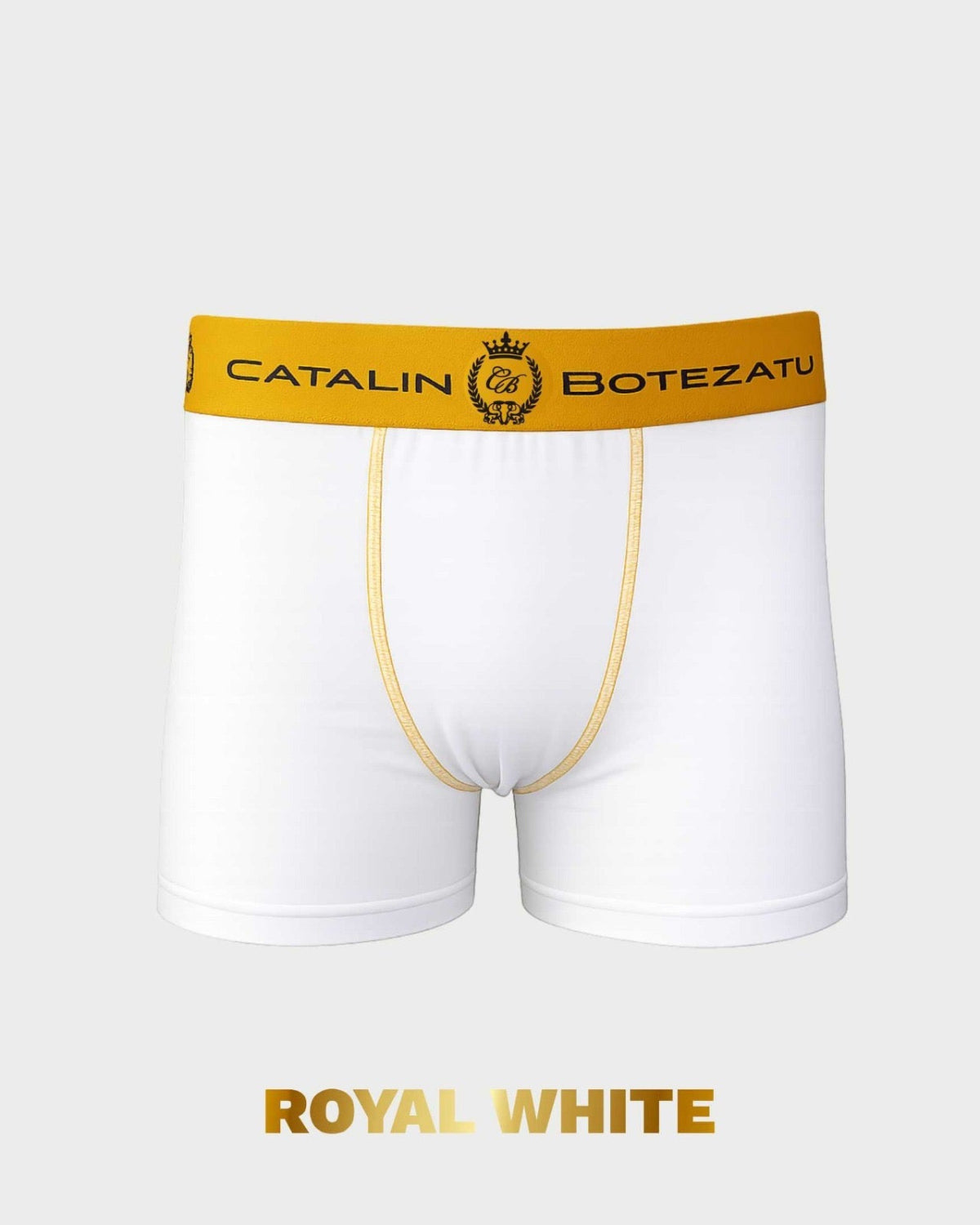 BOXERI ALBI CU BANDA AURIE