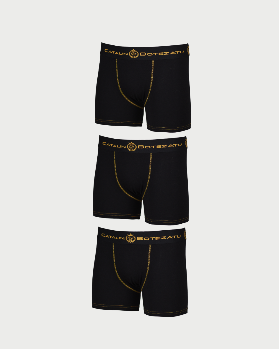 BOXERI NEGRI CU SCRIS AURIU PACHET