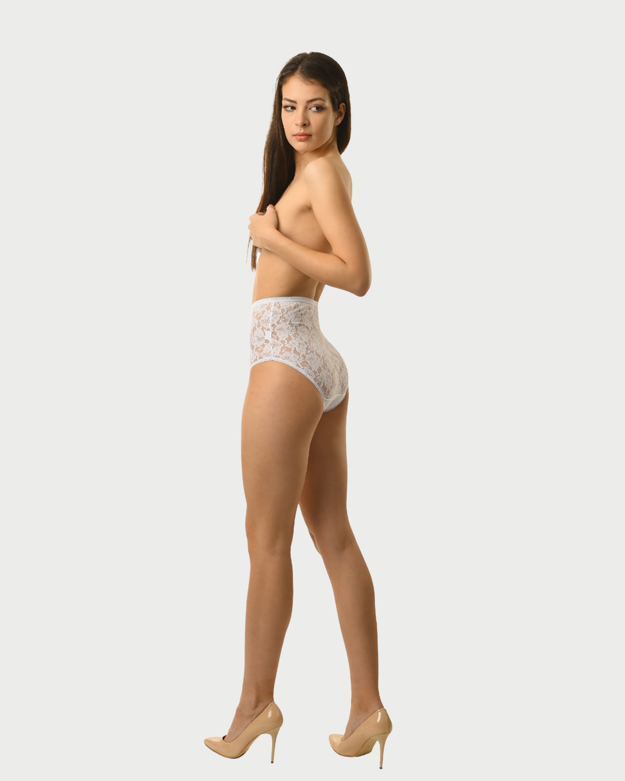 WHITE FLOREN - slip cu talie inalta pentru femei