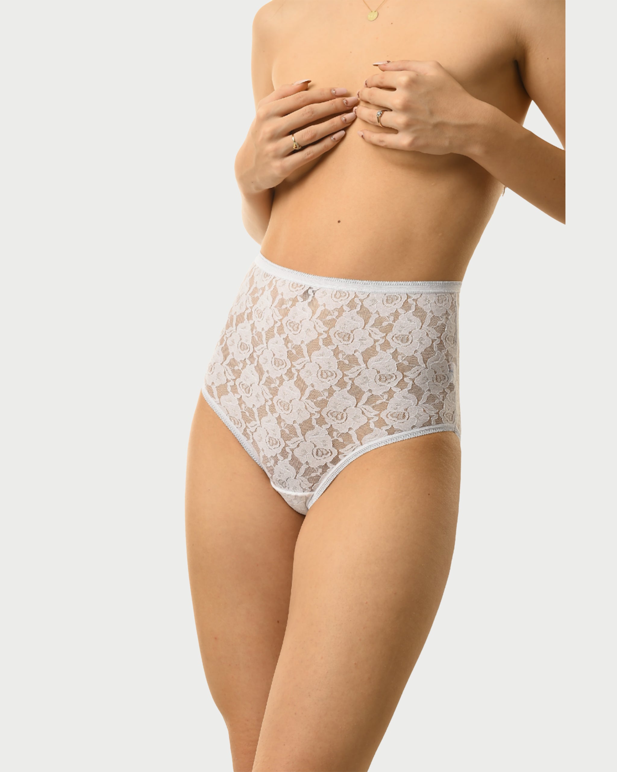 WHITE FLOREN - slip cu talie inalta pentru femei