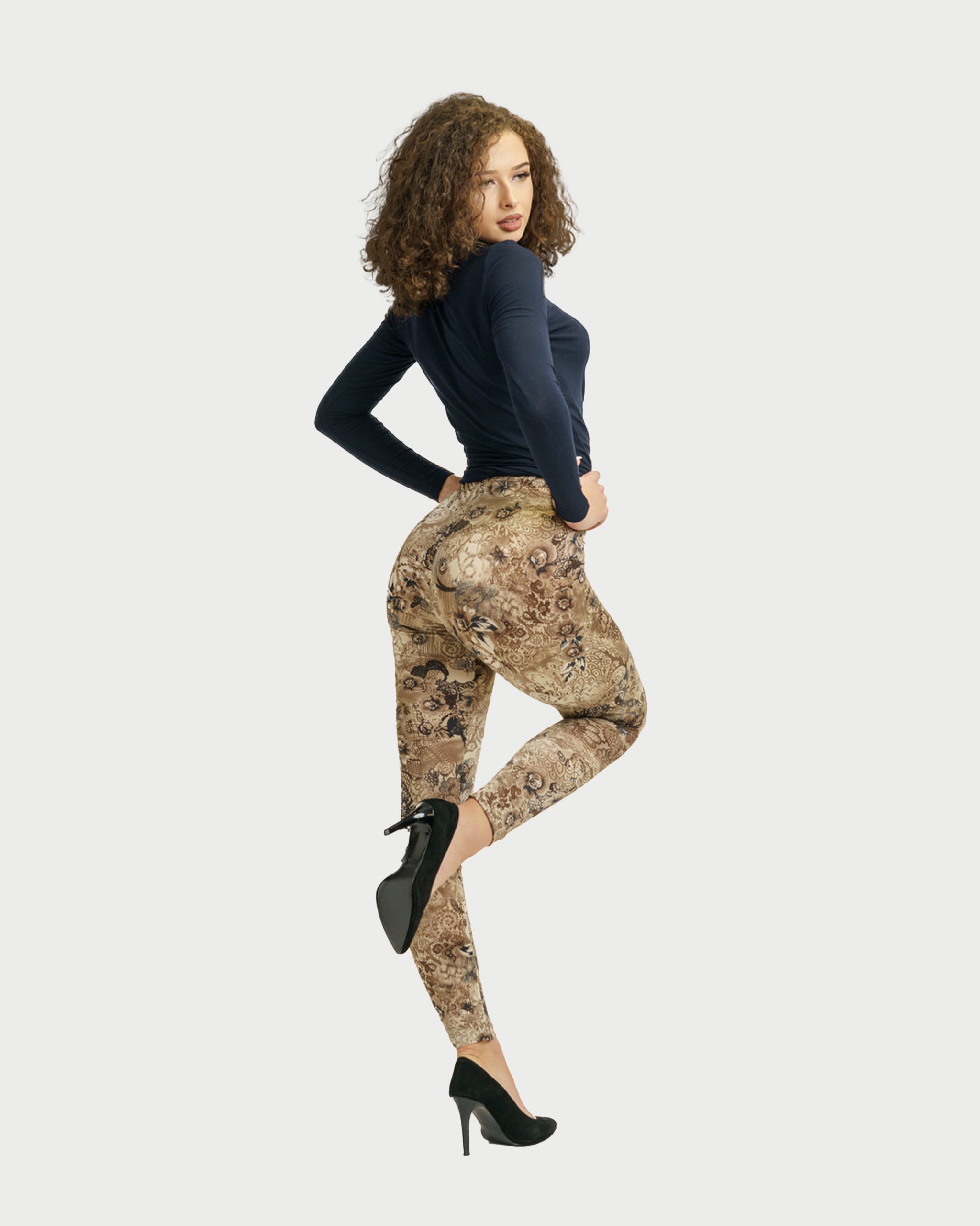 BROWN FLOWERS - colanti high class pentru femei