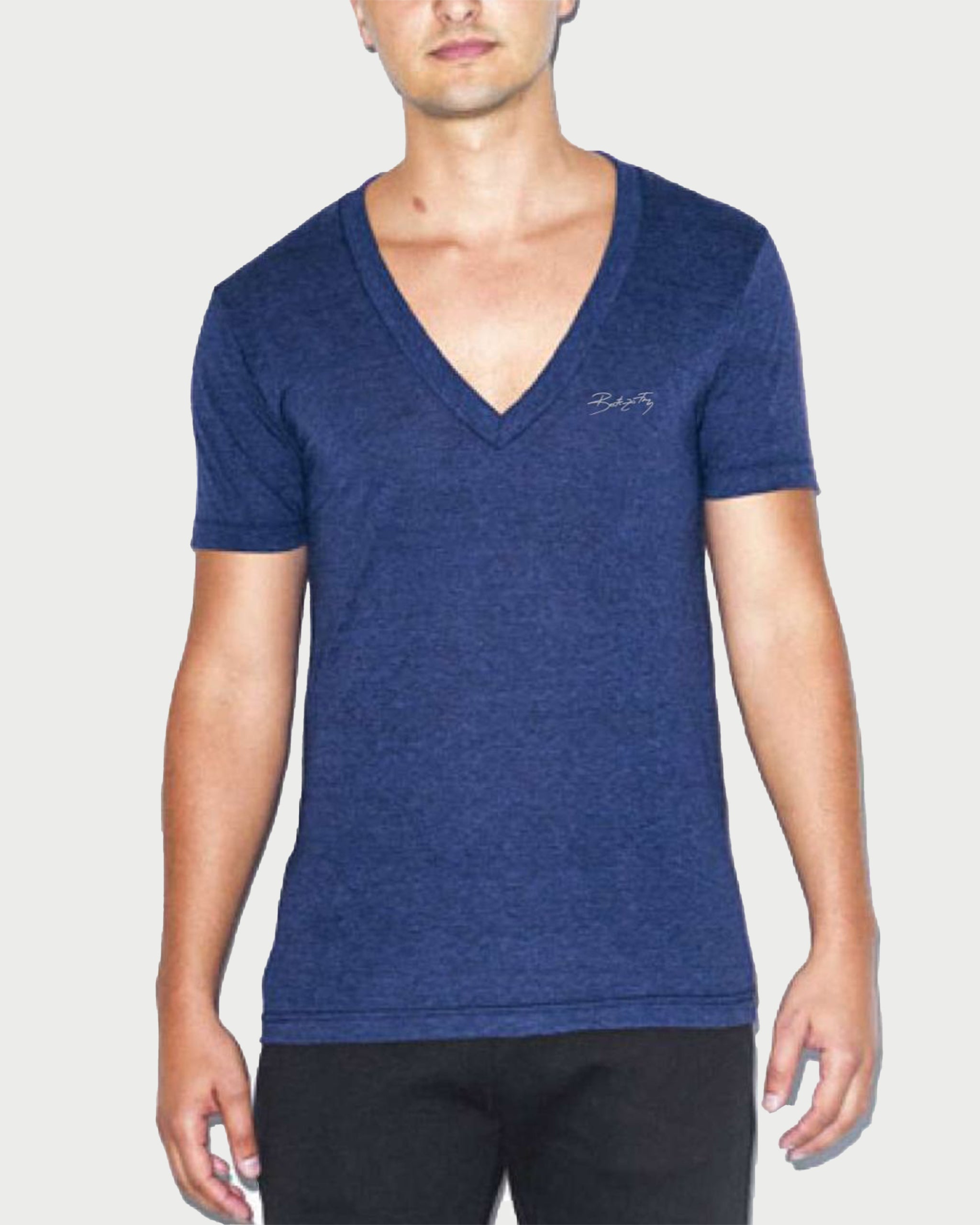 BLUE DEEP 'V' NECK - tricou in V triblend