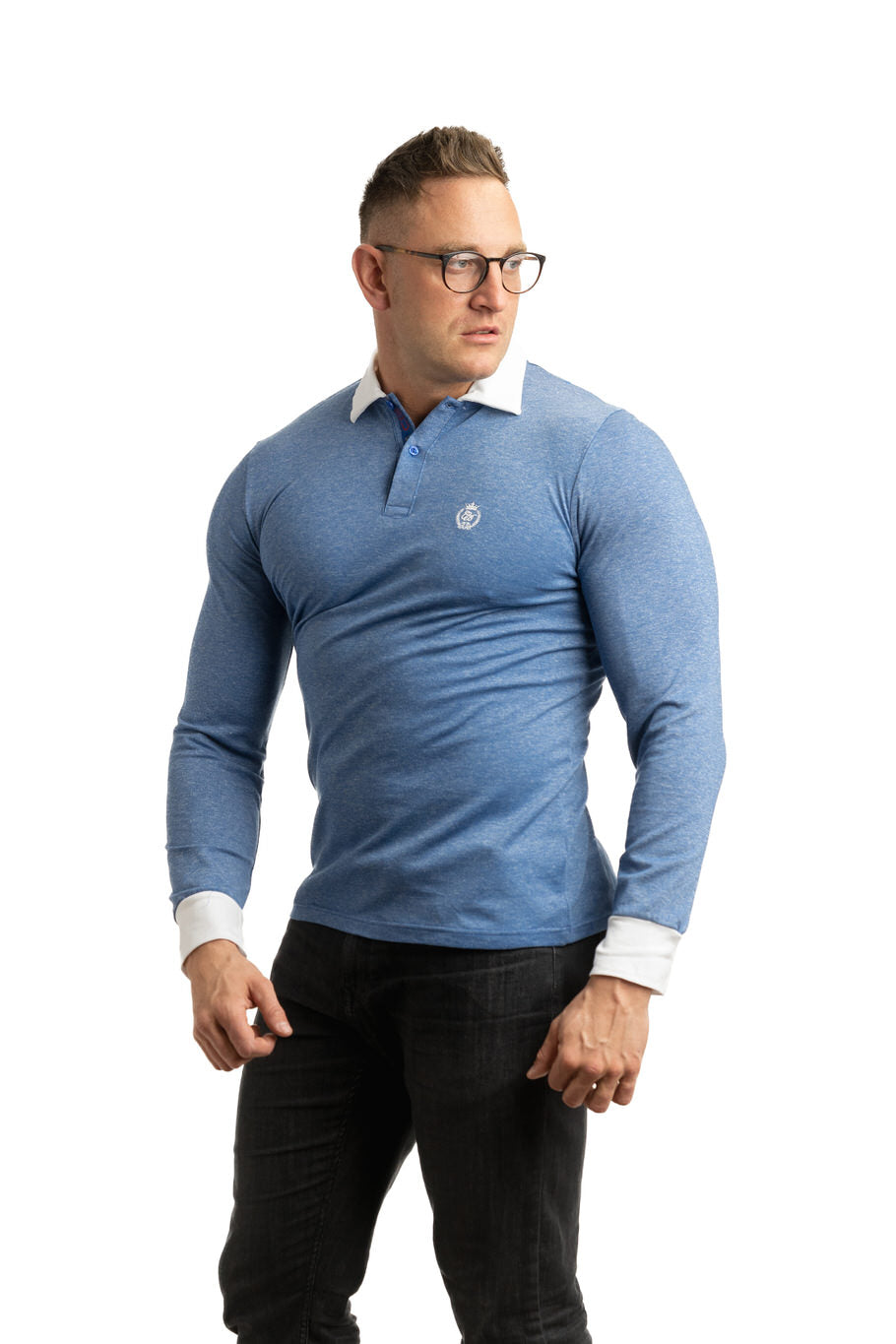 BLUE STYLE - bluza high class cu guler polo
