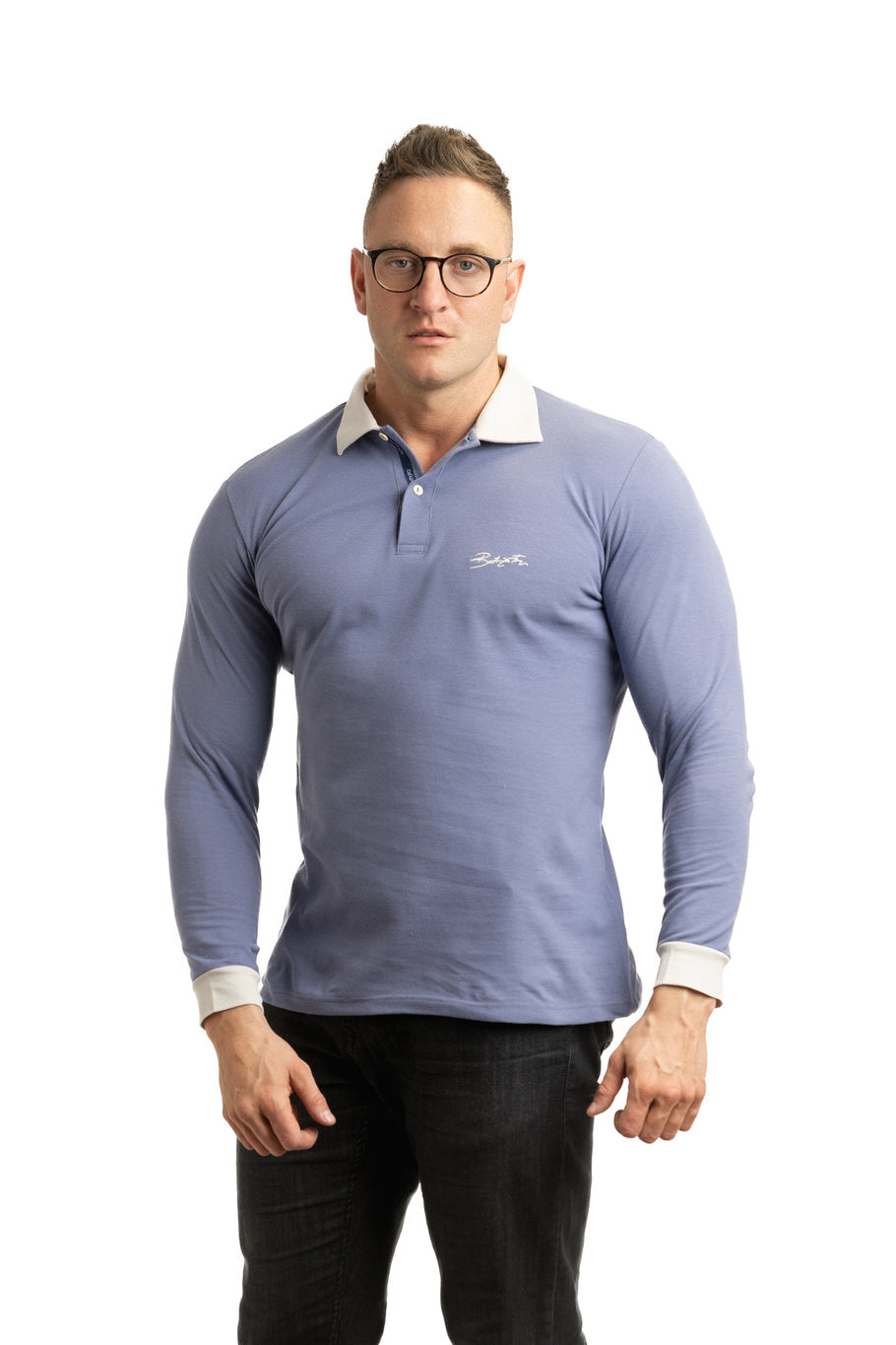 PURPLE POLO - bluza barbateasca cu guler polo