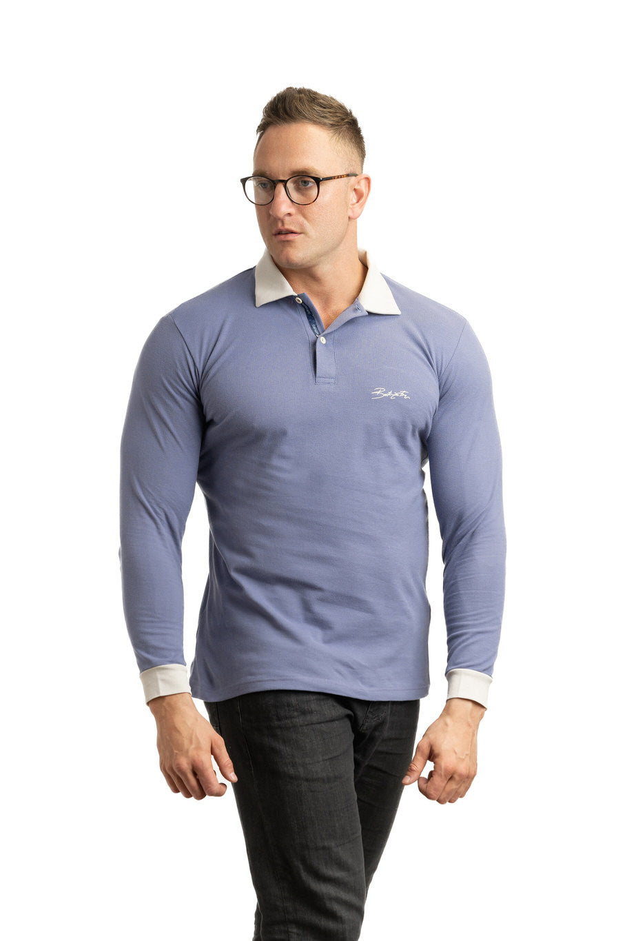 PURPLE POLO - bluza barbateasca cu guler polo