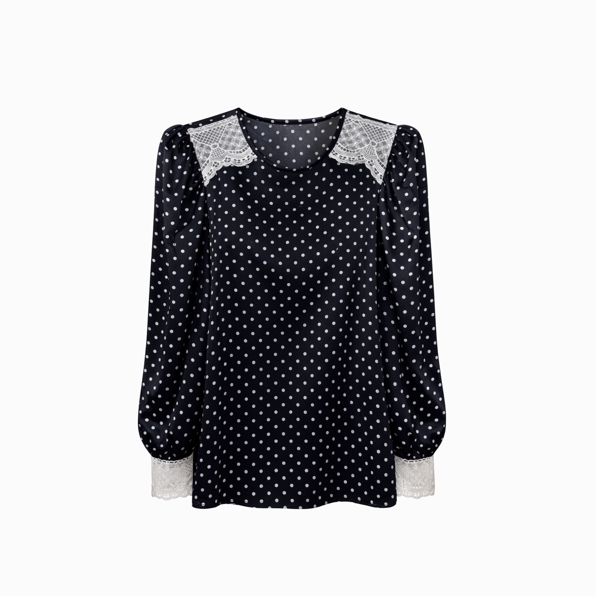 Bluză elegantă cu buline albe Catalin Botezatu