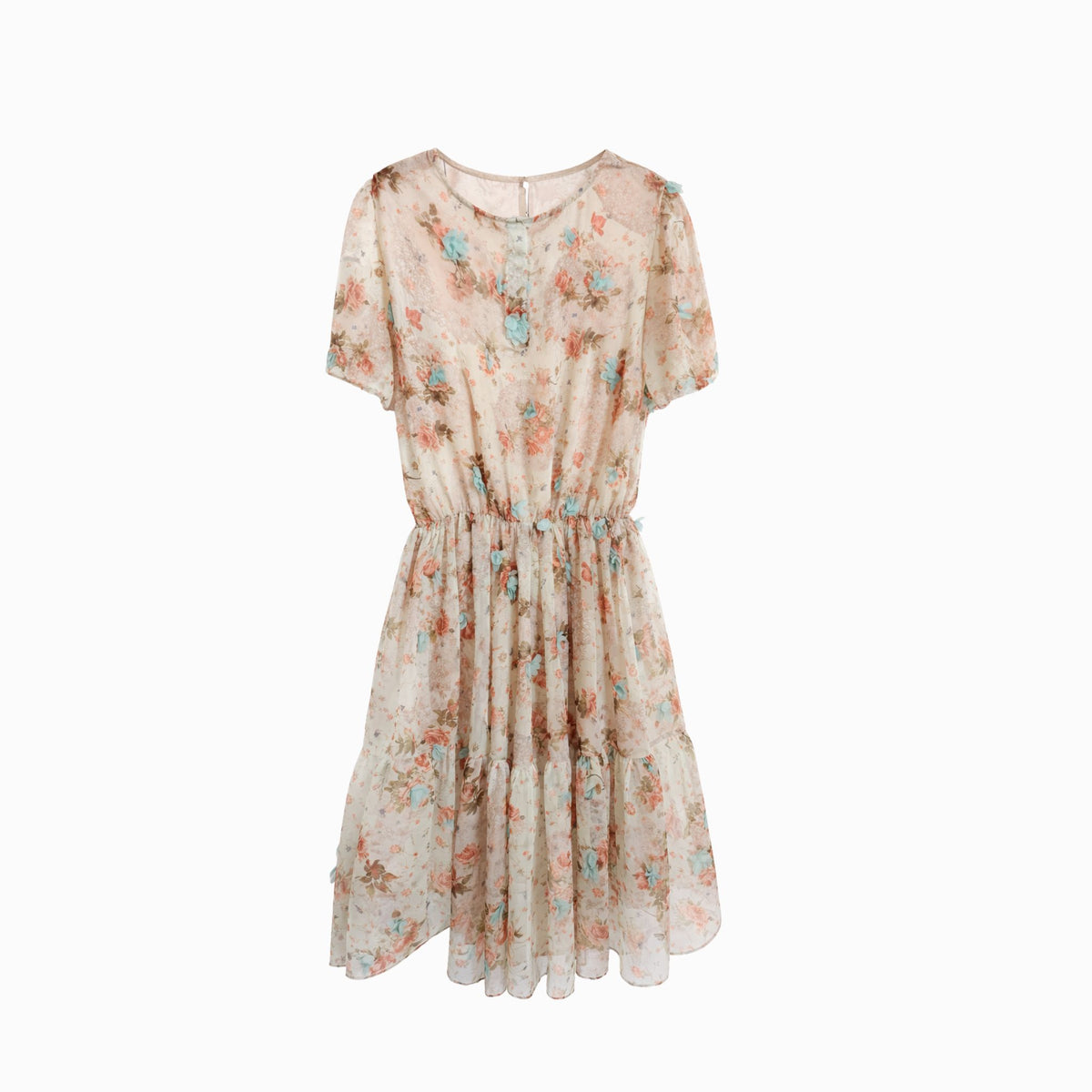 Rochie florală bej Catalin Botezatu
