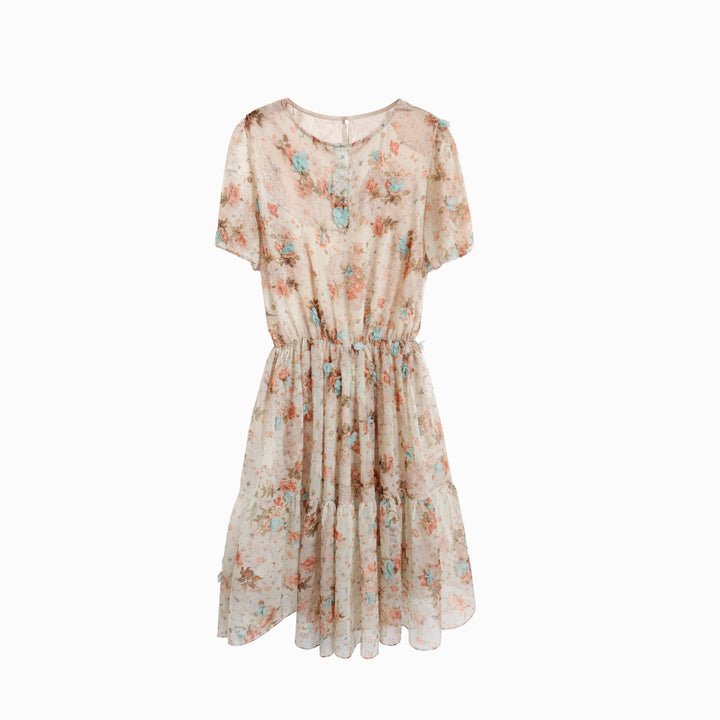 Rochie florală bej Catalin Botezatu