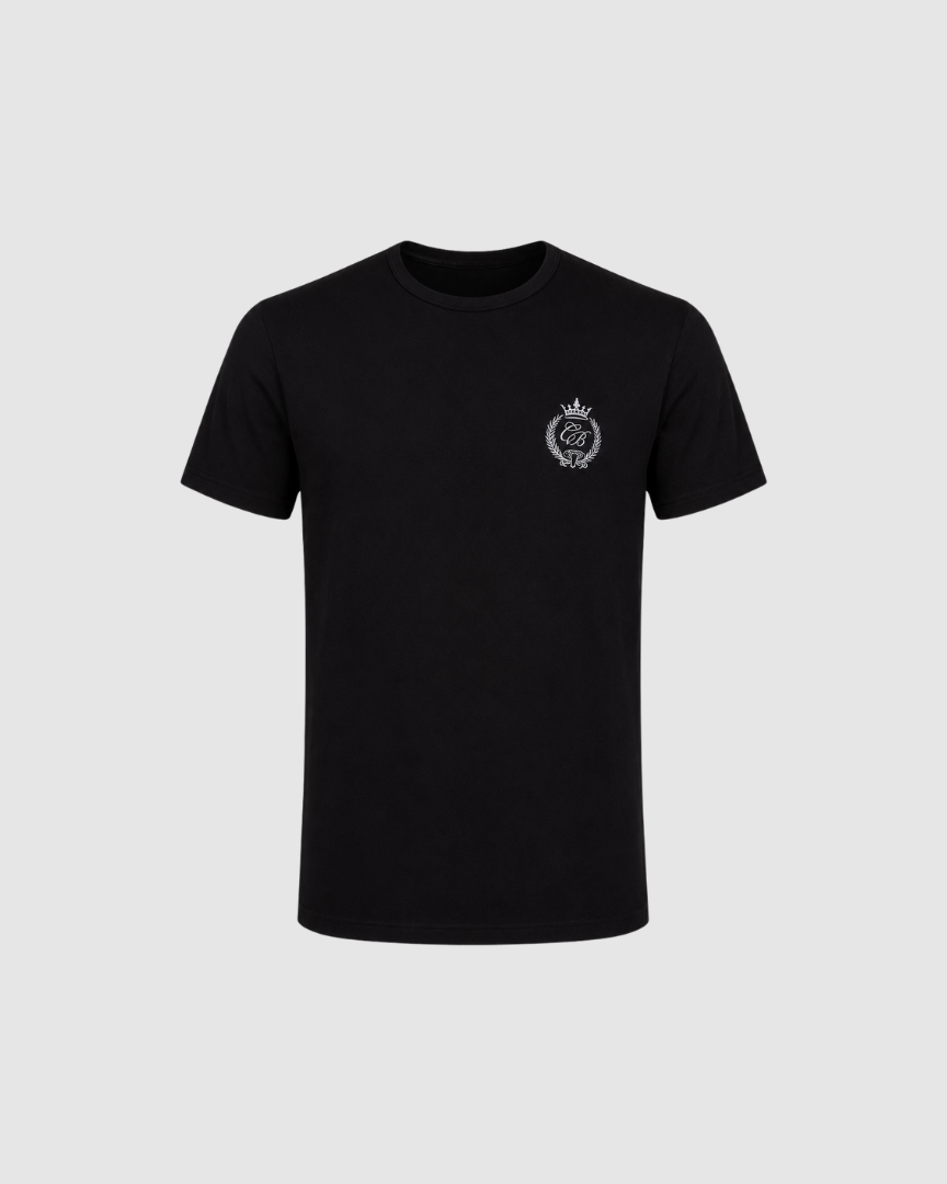 Tricou Premium Negru  nefinisat cu Siglă Argintie Cătălin Botezatu