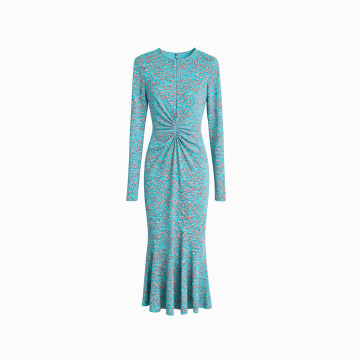 Rochie midi cu print flamingo roz - Catalin Botezatu