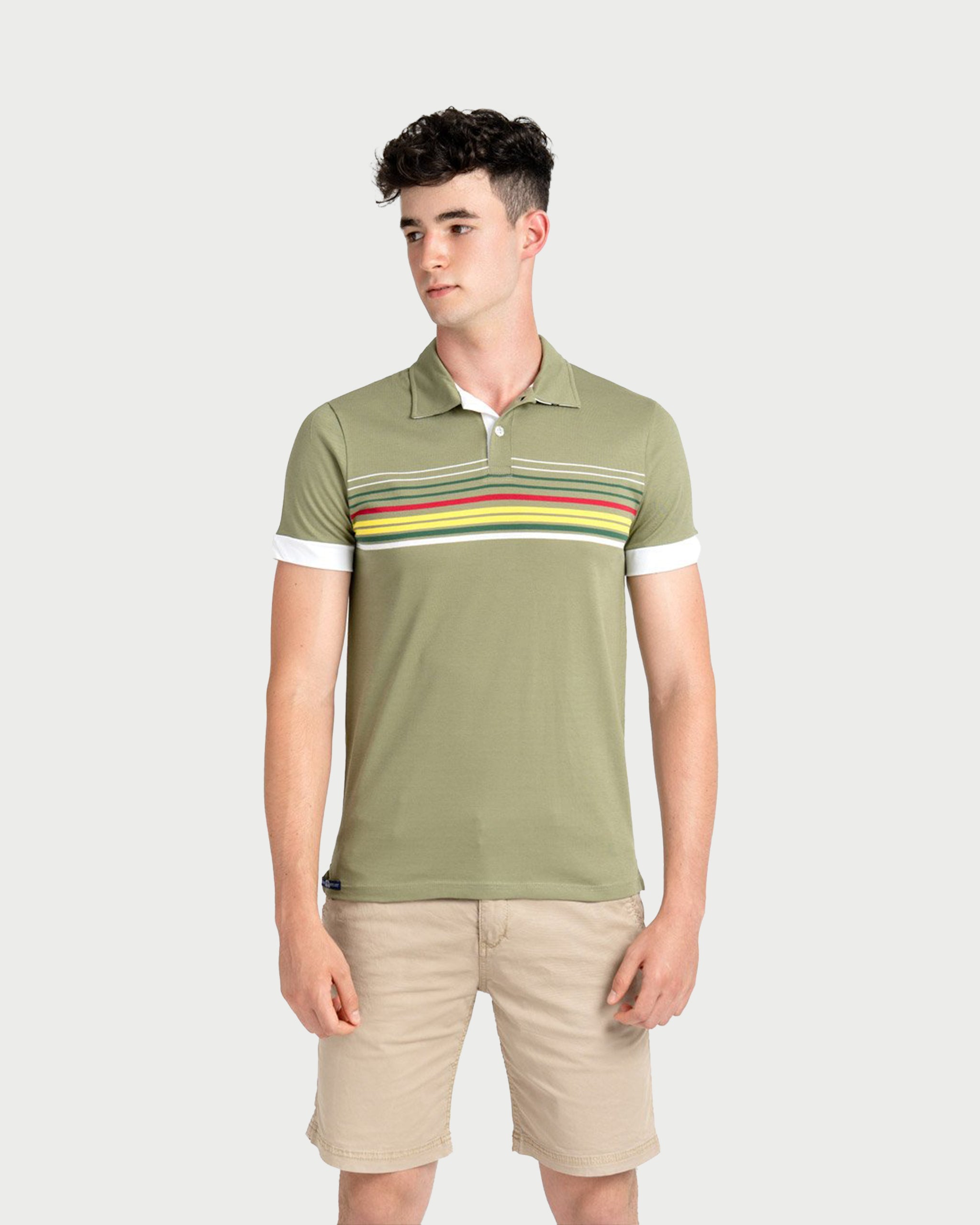 KHAKI LINES - Tricou polo din bumbac premium