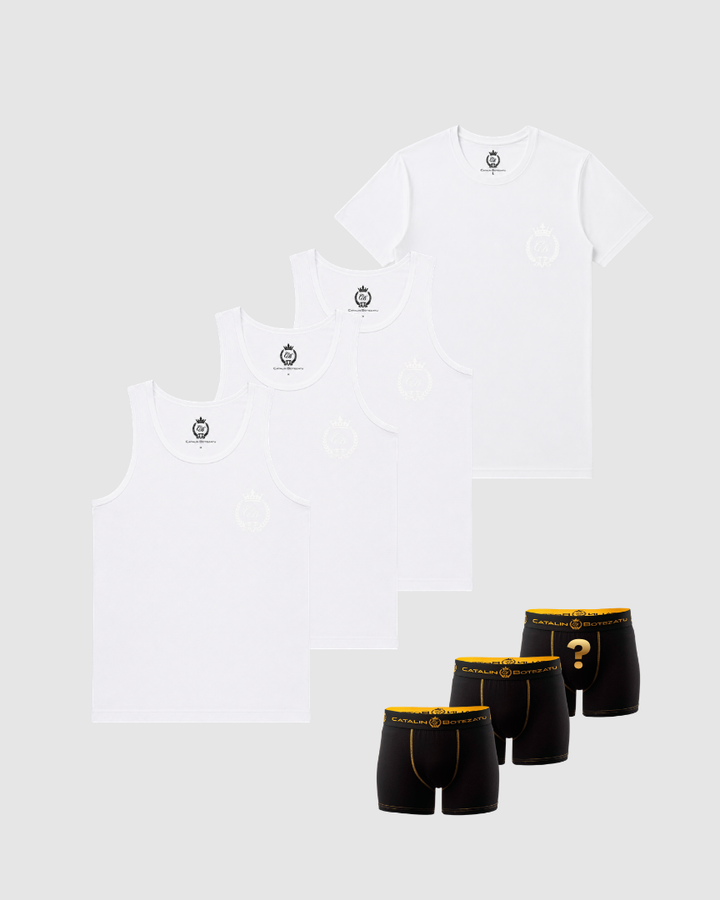 Pachet Premium Bărbați Cătălin Botezatu – 1 Tricou + 3 Maiouri + 3 Boxeri