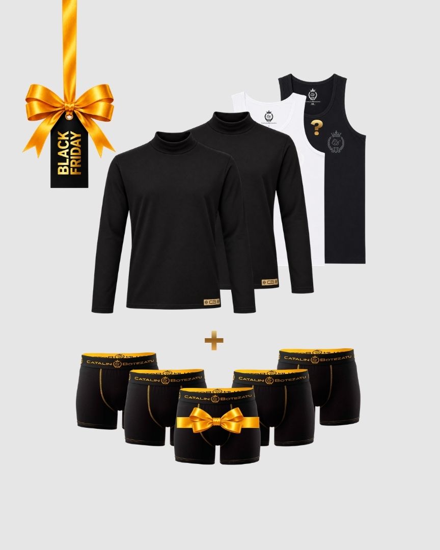 BLACK FRIDAY – Black Elegance Complet: 2 helănci + 2 maieuri + 5 boxeri Cătălin Botezatu