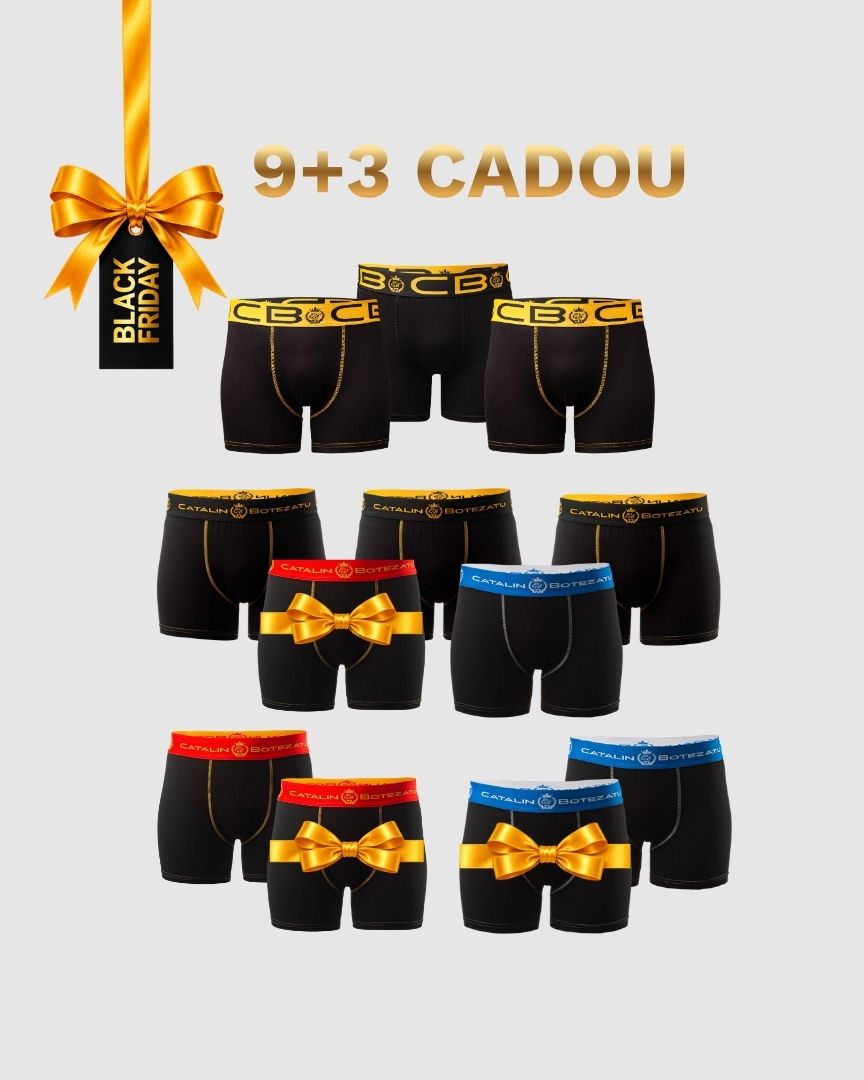 BLACK Mix: 9 boxeri bărbați + 3 CADOU Cătălin Botezatu