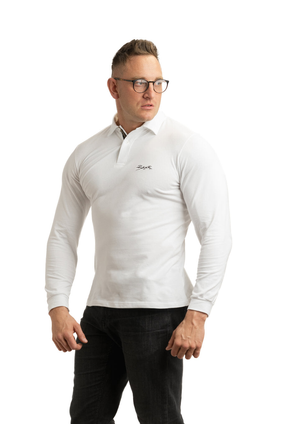 WHITE TOUCH - bluza tricou cu guler polo