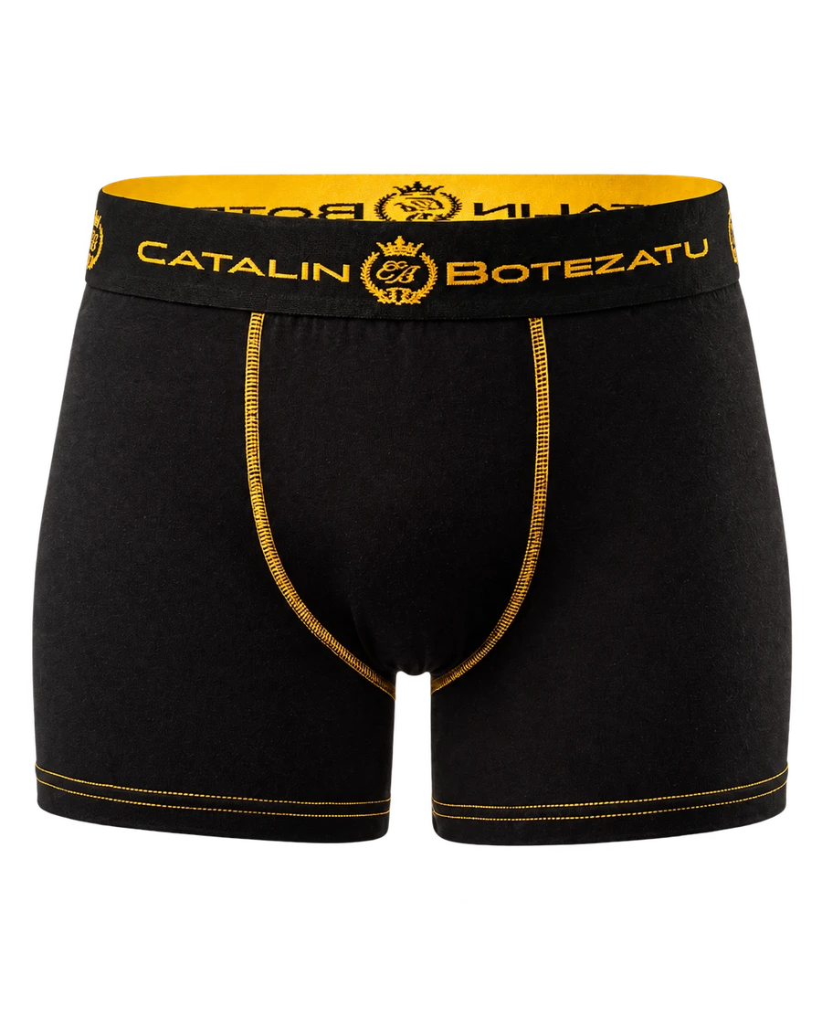 Boxeri negri Cătălin Botezatu cu elastic și cusături aurii